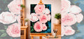 Blush Roses against Midnight Teal