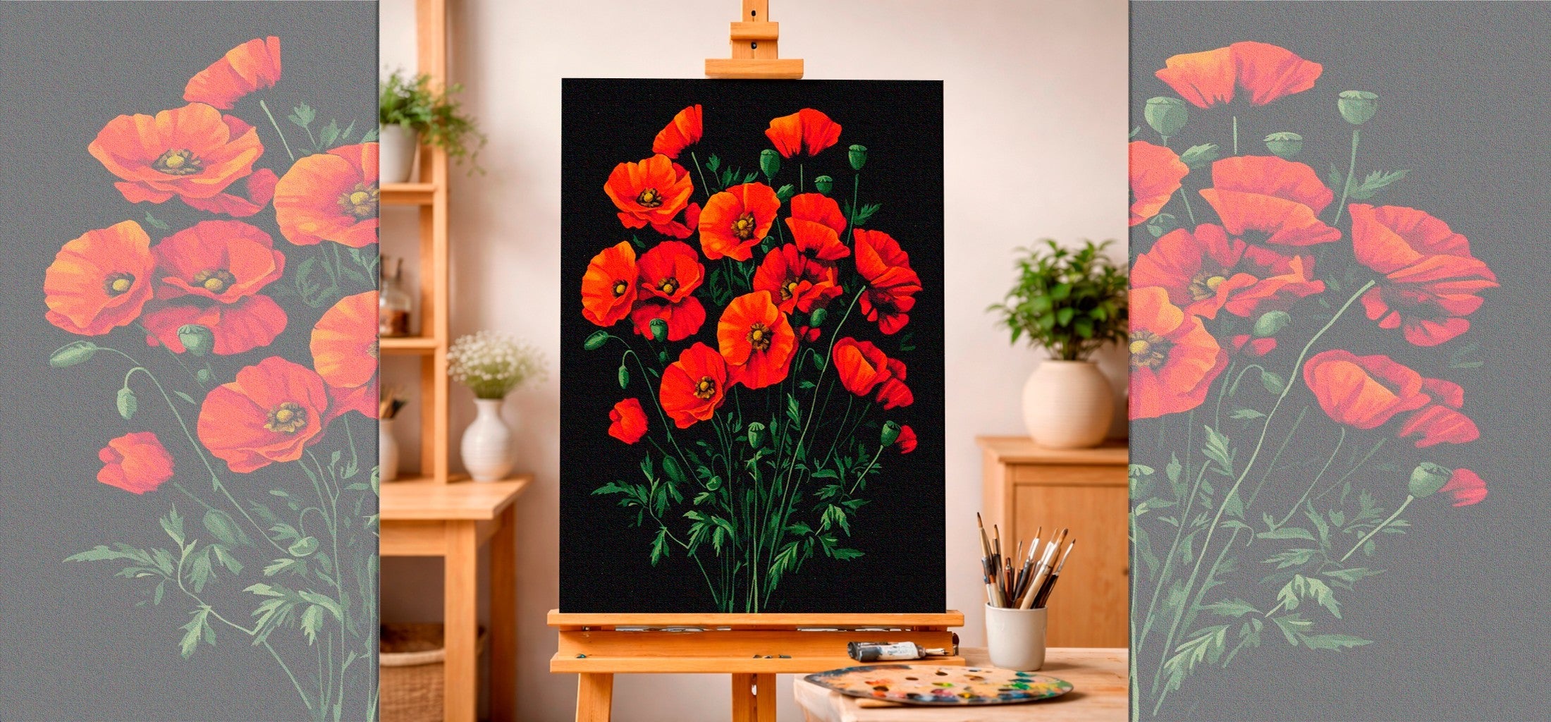 Midnight Poppies: Crimson Glow
