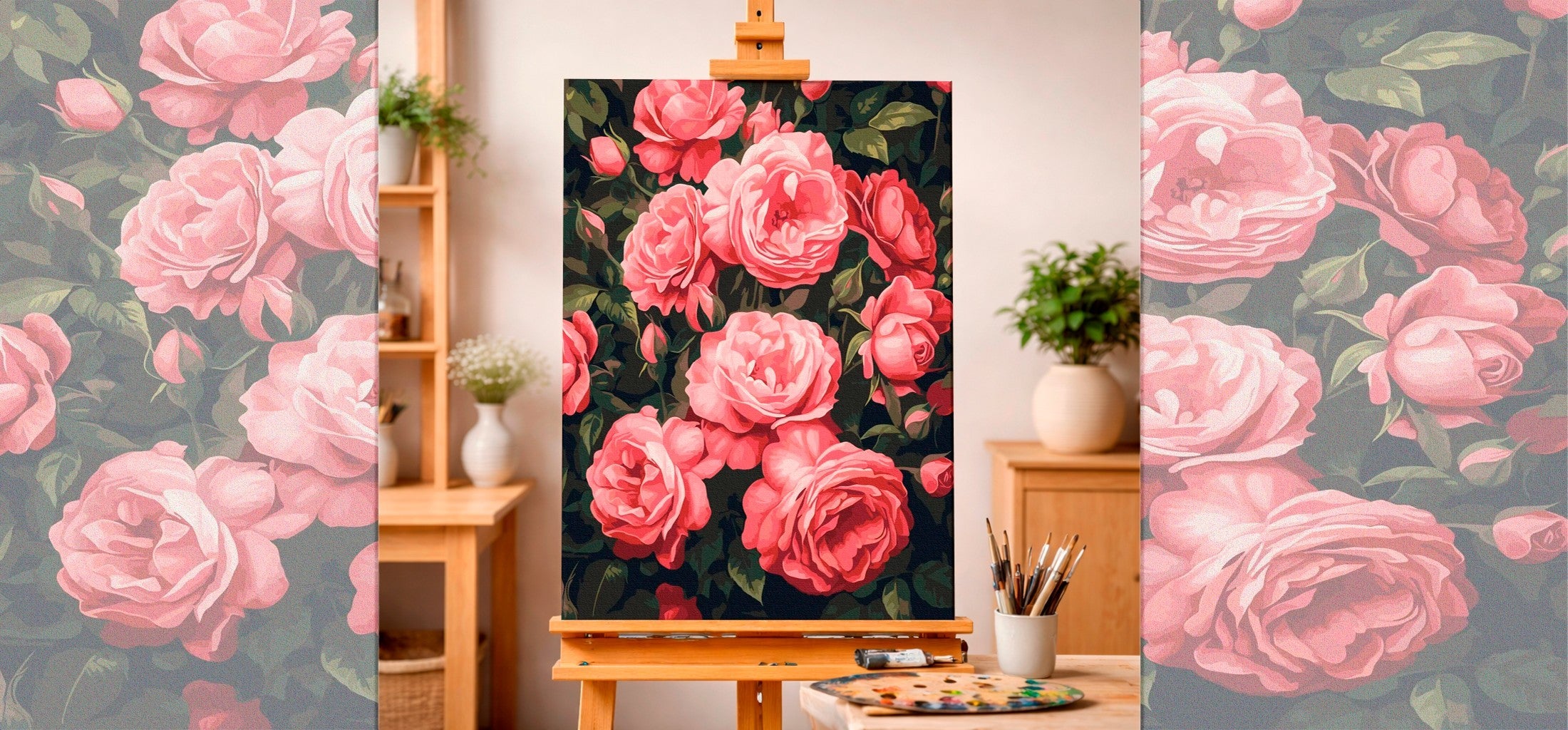 Midnight Bloom: Pink Roses