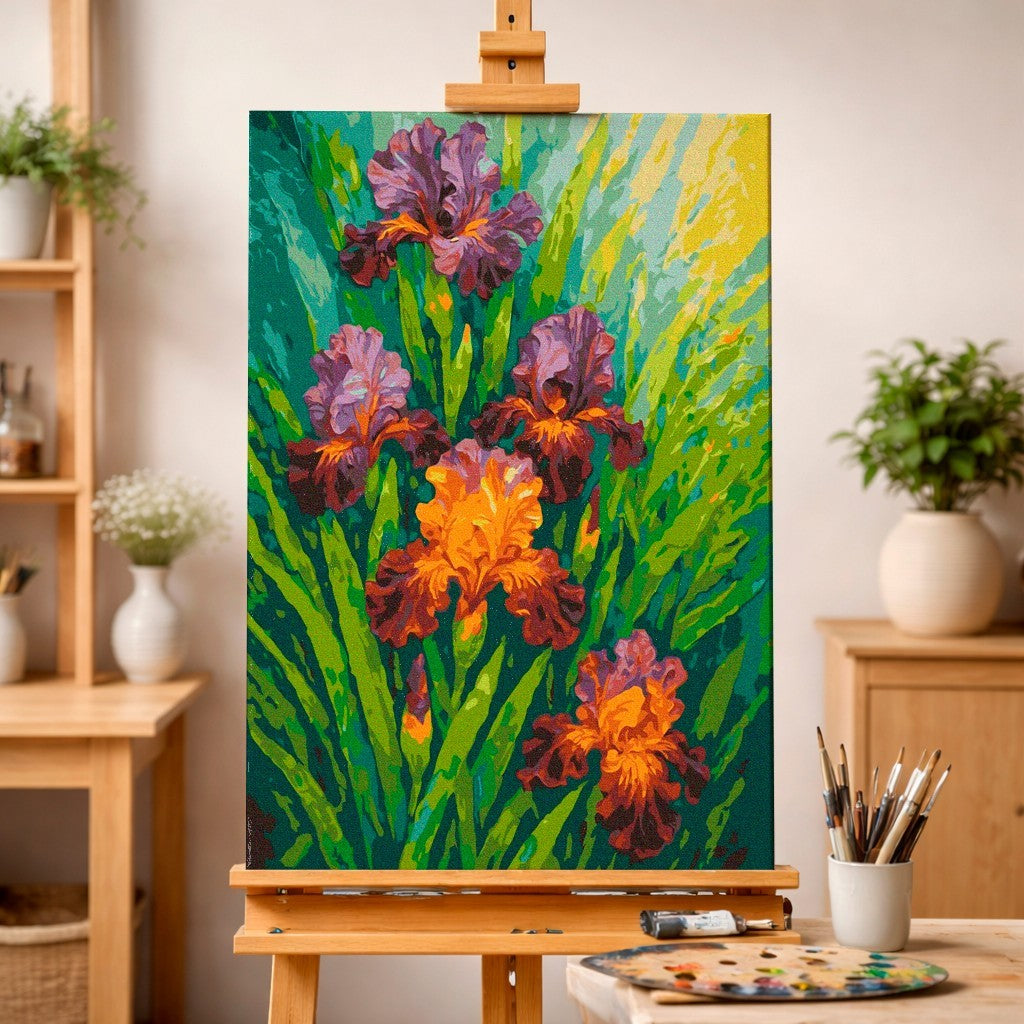 Majestic Irises in Sunlit Meadow