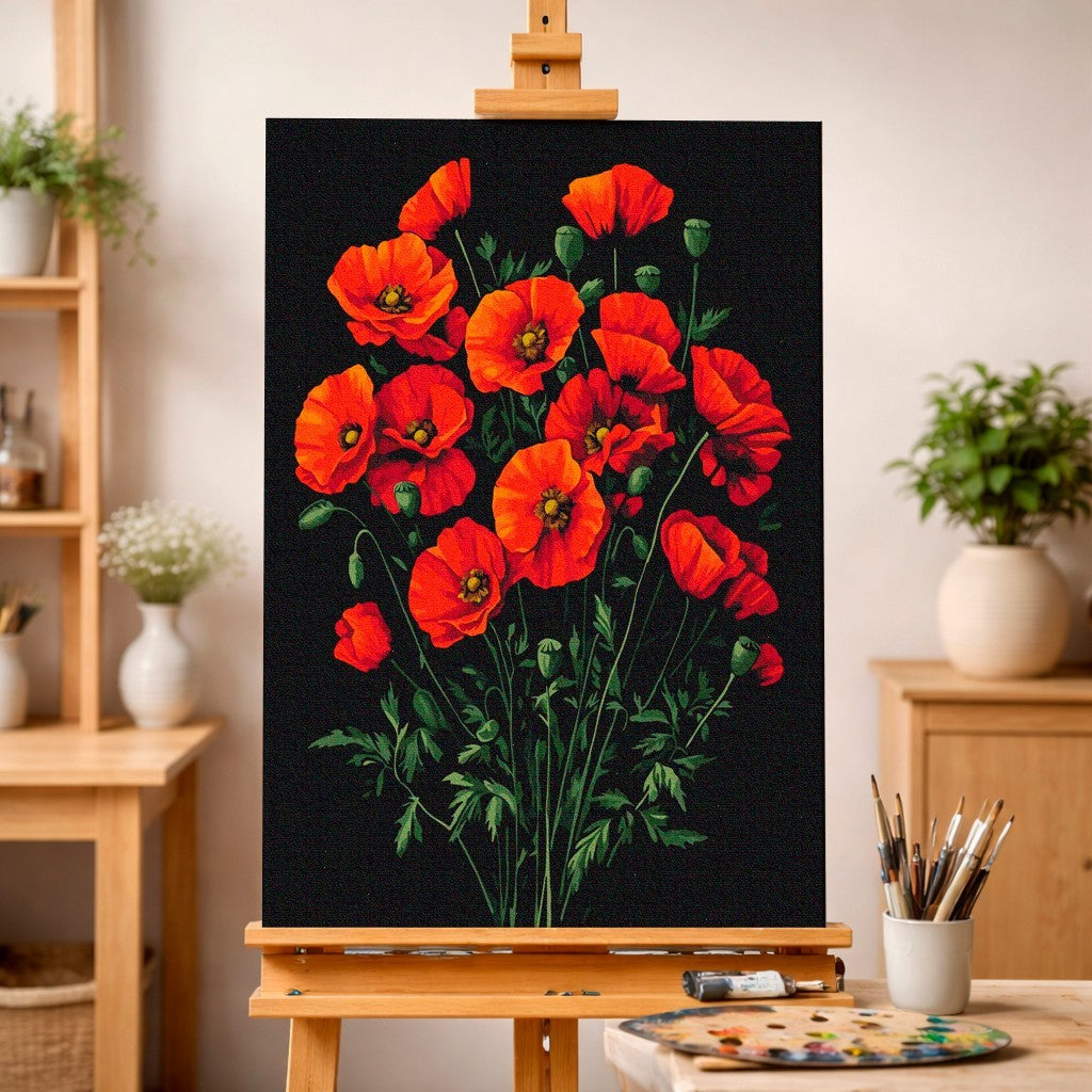 Midnight Poppies: Crimson Glow
