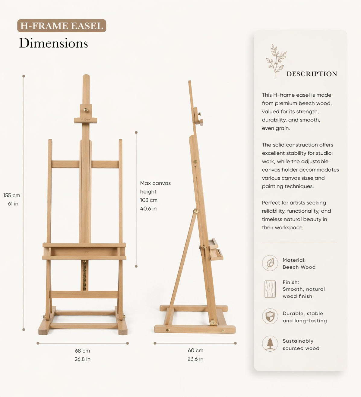 Professional Studio H-Frame Beechwood Easel