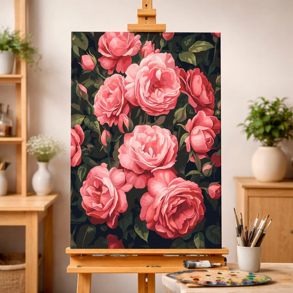 Midnight Bloom: Pink Roses