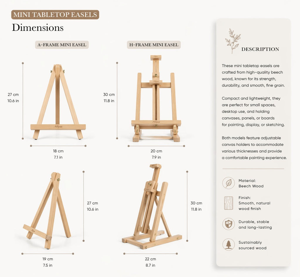Professional Mini Tabletop Beechwood Easels