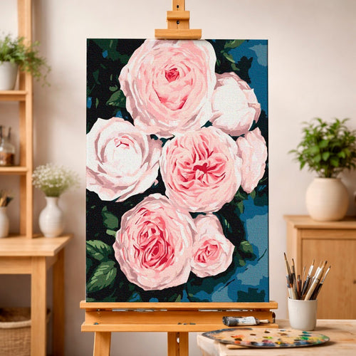 Blush Roses against Midnight Teal
